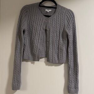 BP Nordstrom Gray Cable Knit Cropped Cardigan